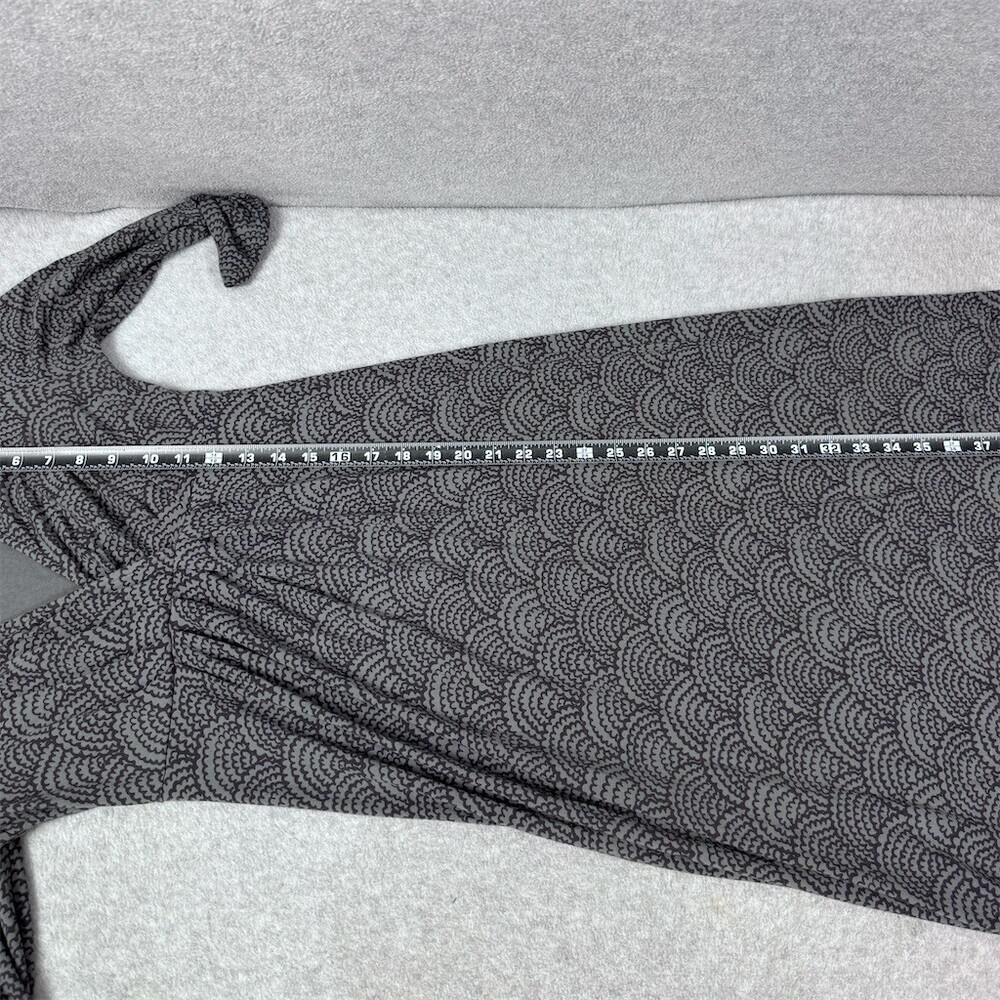 Boden Dress Womens Size 6 Gray Black Stretchy V-Neck Empire Waist Midi - Picture 10 of 11